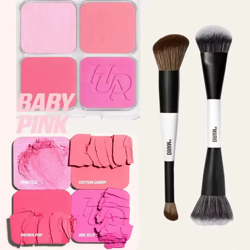 4-in-1 Glow Blush en Mario-penseelset Blush Filter Flush Eye Check Blush Palette Matte Shimmer Langdurig Dames Dagelijks Cosmetisch — image 8