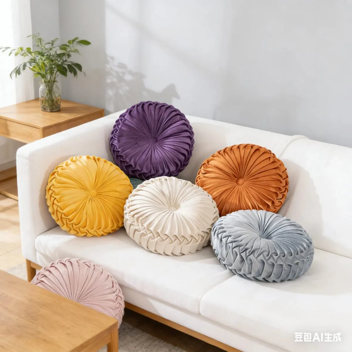 Plüsch-Kürbis-Kissen, handgefertigt, Lendenwirbelstützkissen für Sofa, Bett, Büro, nordisches Dekor — image 9