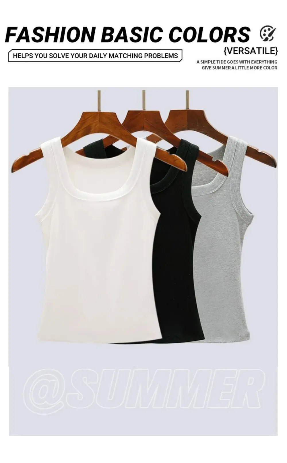Y2K Canotte in cotone a costine Canotte da donna estive Slim O-Collo senza maniche Basic Gilet morbido e traspirante Canottiera sportiva da jogging quotidiana — image 10