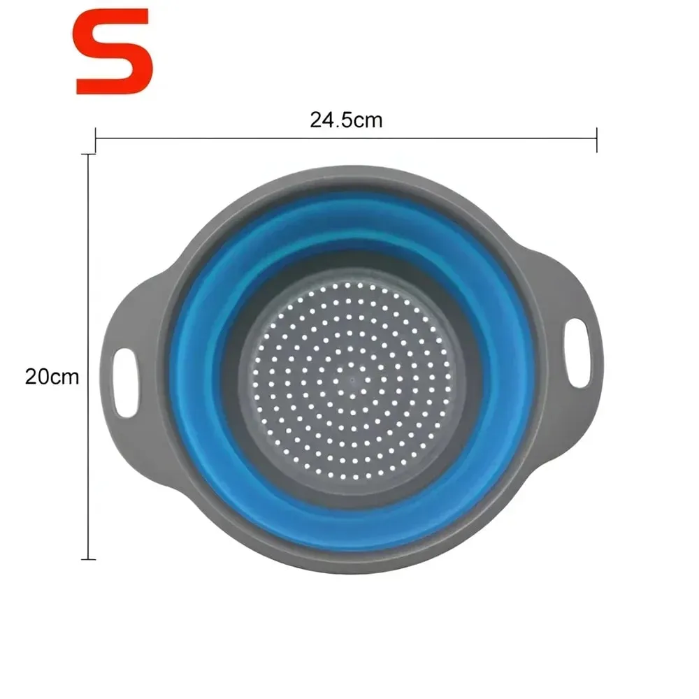 2PCS Silicone Folding Drainer Basket Fruit Vegetable Foldable Colander Kitchen Strainer for Food Pasta Kitchenware Drain Device — image 13