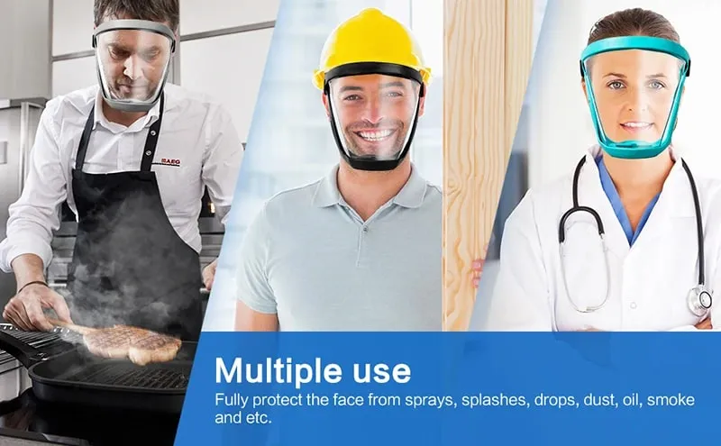 Visiera integrale trasparente Maschera antiappannamento riutilizzabile antipolvere Occhiali di sicurezza HD Protezione da cucina Maschera antispruzzo con filtri — image 9