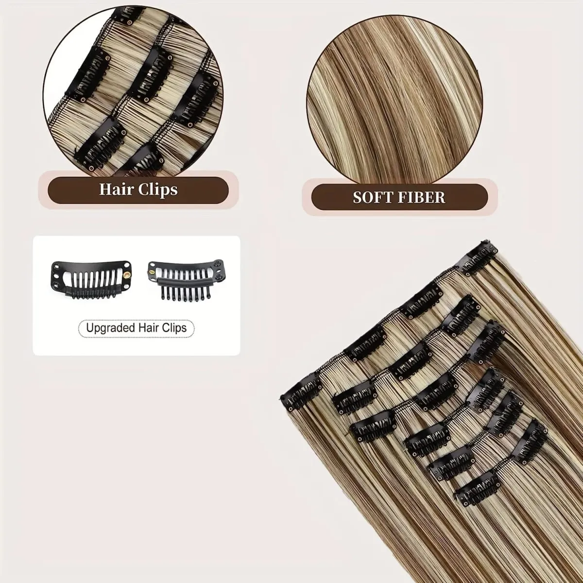 คลิปต่อผมส่วนขยายของผมหนายาวลูกไม้ผ้าน้ำหนักเบาสังเคราะห์ Hairpieces สำหรับผู้หญิงช็อคโกแลตสีน้ำตาลด้วย Go — image 6