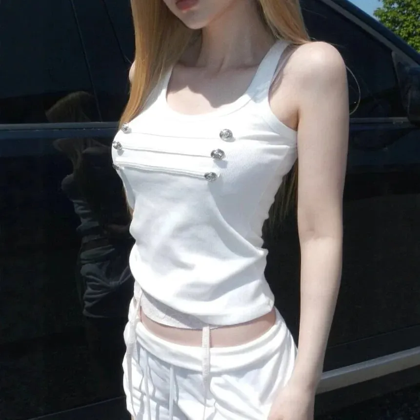 European American Street Style Women Tank Top Summer Vintage Cami Inner Wear Pure Desire Slim Fit High End Unique Design Sleevel — image 6