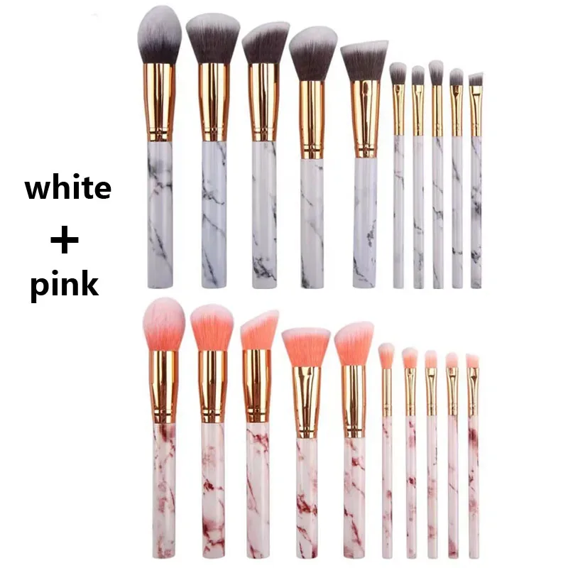 10 ชิ้น Marble แปรงแต่งหน้าพรีเมี่ยมสังเคราะห์ Kabuki Foundation Blending Face Powder Blush คอนซีลเลอร์อายแชโดว์แปรง — image 12