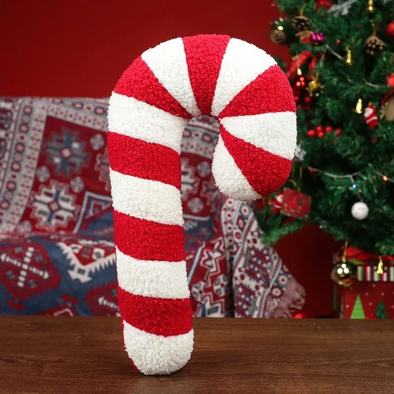 Klassische Weihnachtsserie, Dekokissen, Süßigkeiten, Lutscher, Schneeflocke, Weihnachten, Zepter, Kugeln, Puppe, weiches Sofakissen, Festival-Heimdekoration — image 14