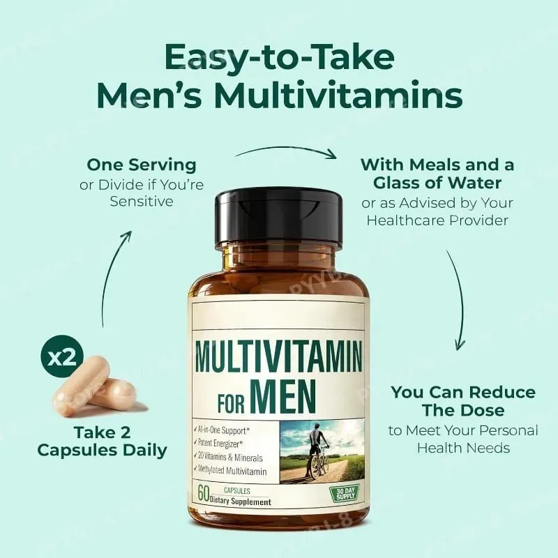 Multivitaminico per uomini Capsule di supporto per la salute immunitaria Contengono vitamine metilate e minerali chelati forniscono energia al corpo 60 — image 7