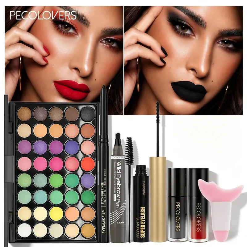 Kit de maquiagem multifuncional, 8 peças, conjunto de cosméticos de rosto inteiro com paleta de sombras multicoloridas, delineador, caneta de sobrancelha, rímel, brilho labial — image 2