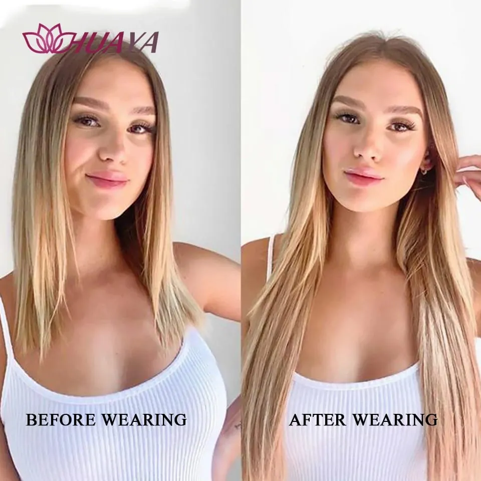Filo invisibile sintetico lungo rettilineo senza clip nelle estensioni dei capelli Pezzi di capelli finti Linea di pesce segreta Posticci per le donne — image 5