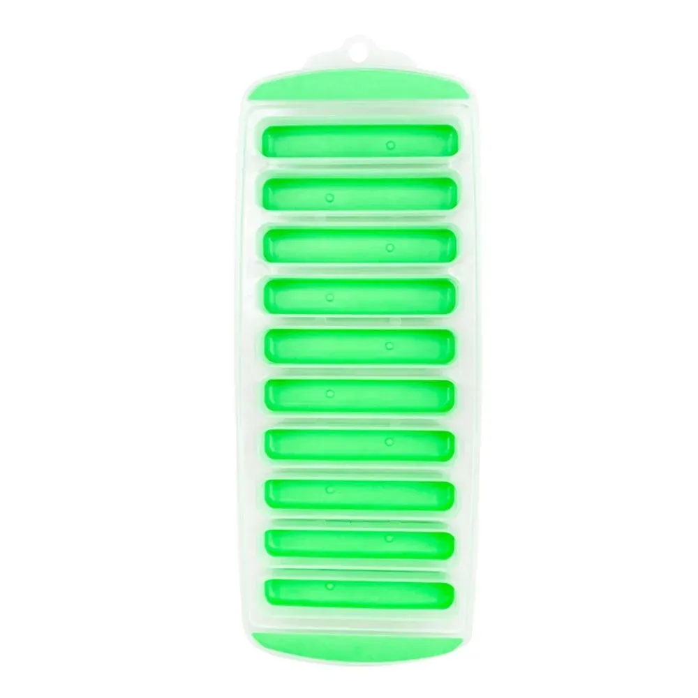 DIY 10 Holes Long Strip Ice Cube Mold with Lid Silicone Ice Cube Tray Homemade Ice Block Mold Cold Drink — image 8