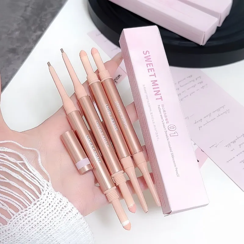 Crayon Eyeliner en ver à soie couché à Double extrémité, imperméable, naturel, 3D, éclaircissant, ombre, stylo, maquillage pour les yeux, Contour aegyosal — image 6