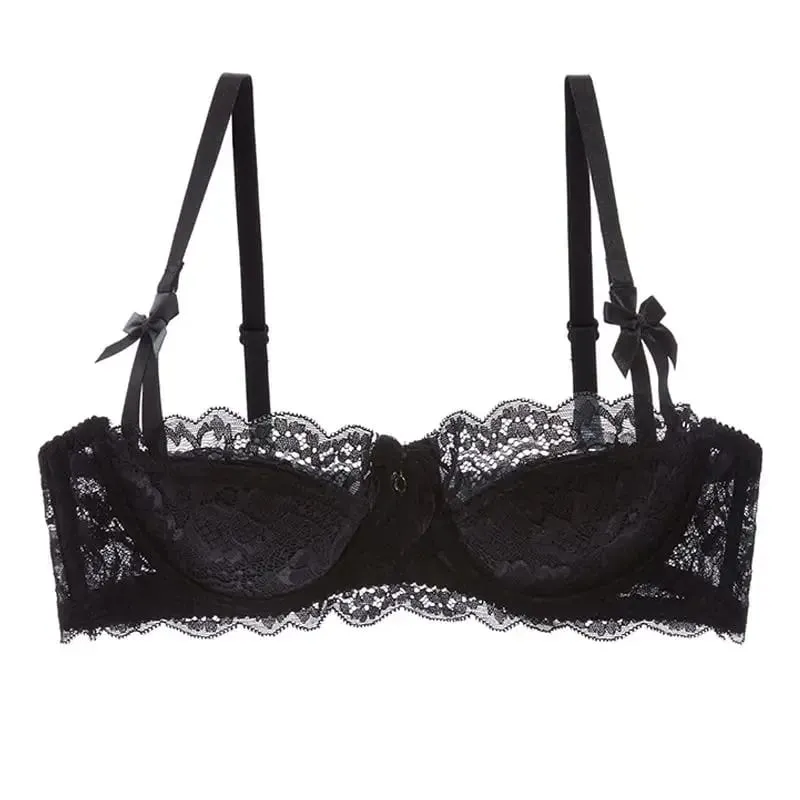 Set Bra Gadis Telinga Arnab Cup Pure Desire | Bra Tarik Atas dengan Bow | Bra renda Perancis bernafas | Malam Tarikh Cawan Anti-gelincir — image 8