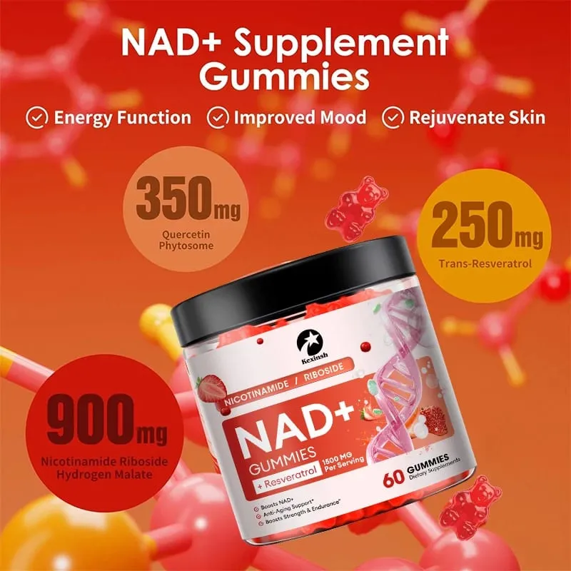 Kexinsh NAD Gummies Supplement Aging Defense Liposomal NAD Nicotinamide Riboside Resveratrol 1500 mg Nad Plus Vitamin B3 D3 — image 1