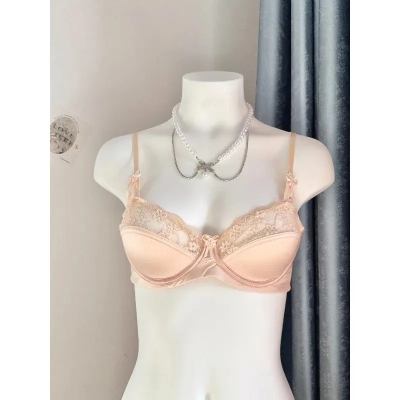 Set Bra Minimizer Renda Merah Populer Wanita Setengah Cangkir Ultra Tipis Payudara Besar Dukungan Lembut Pesta Pengantin Bulan Madu Malam Setelan 32-38 — image 5