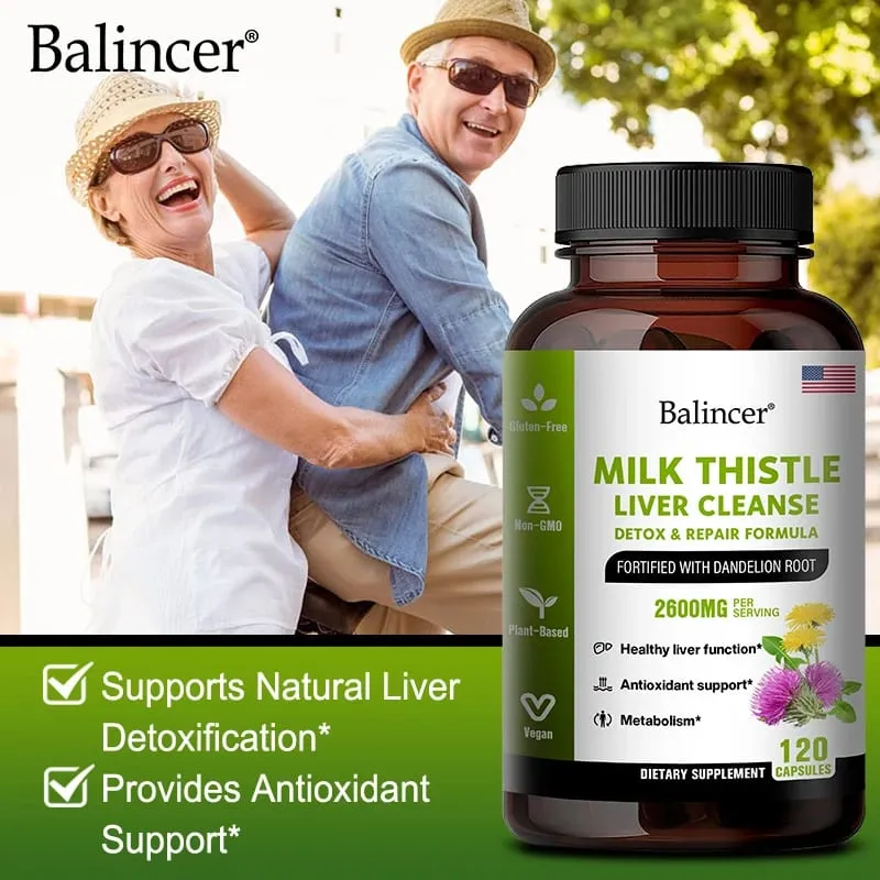 Milk Thistle Extract Capsules with Dandelion for A Detox Cleansing Liver Support and Repair Formula Help Digestion Non-GMO — image 3