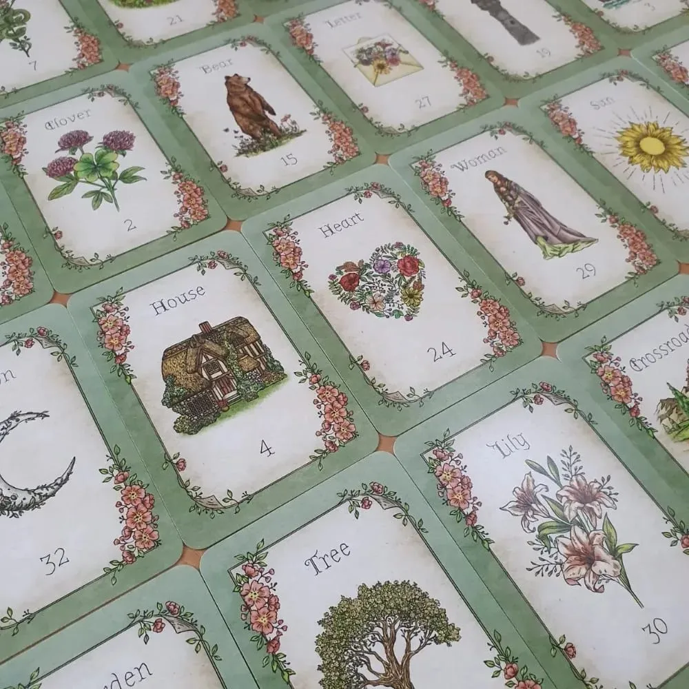 9*6 ซม. Floraneum Lenormand Tarot Oracle 36 Lenormand การ์ดภาพประกอบประดับด้วยดอกไม้ตกแต่ง — image 5