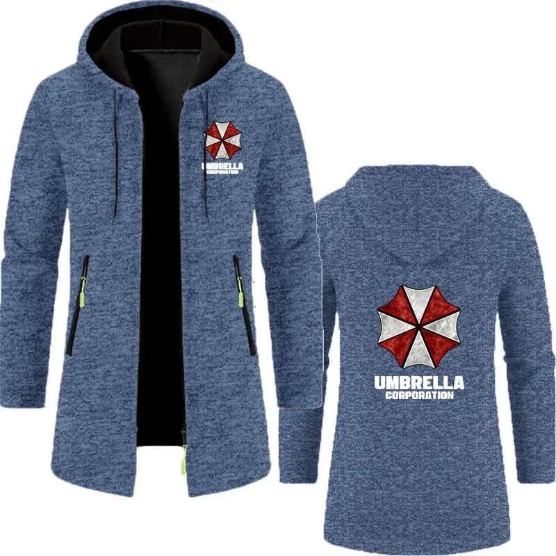 Umbrella company Men's long Hoodies Spring And Autumn Solid Color Zipper Pullover Comfort Harajuku Top Sweatshirts — image 3