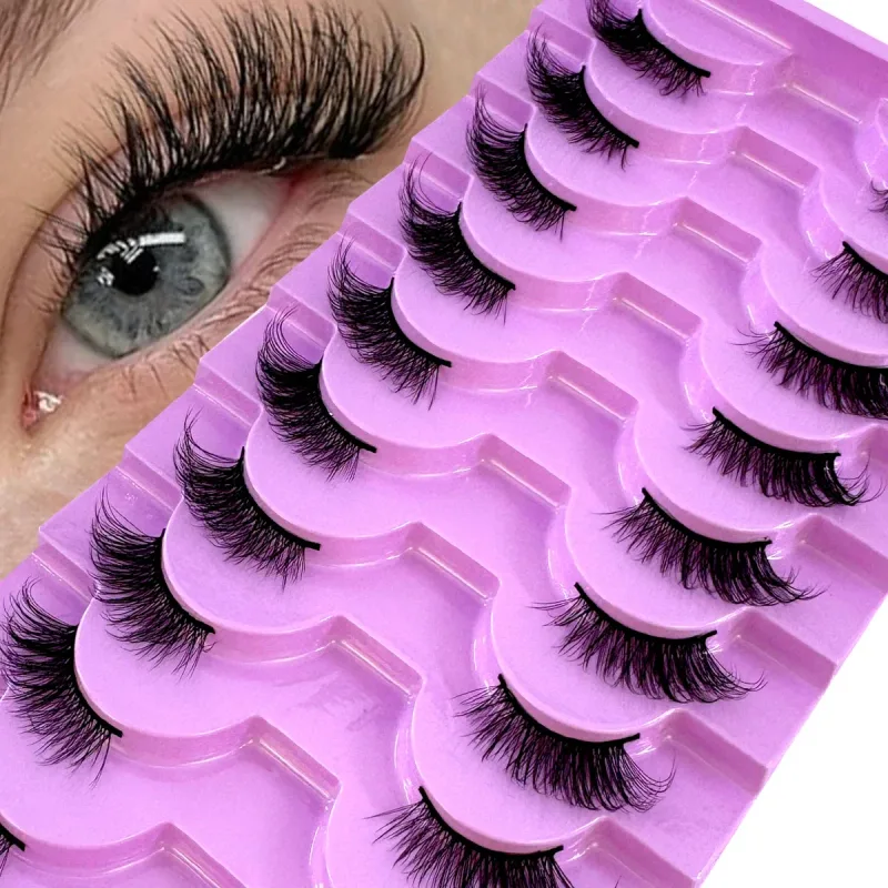 Halve vipper 10 par halve vipper Bløde naturlige katteøjevipper Makeupværktøj Falske øjenvipper Extension Fluffy Faux Cils — image 9