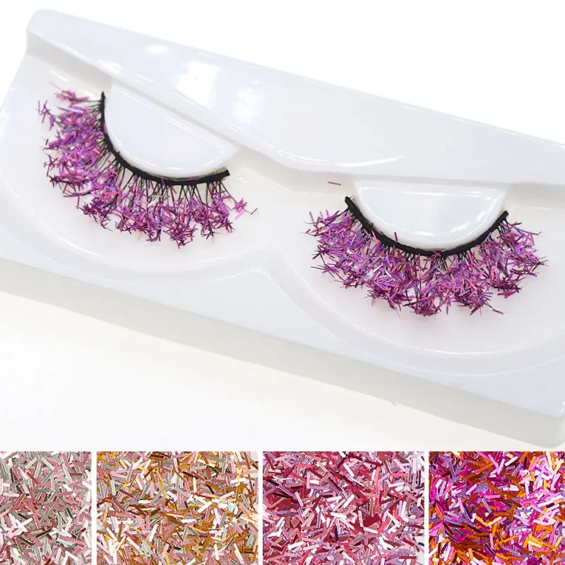 Ciglia bianche Trucco cosplay Ciglia finte naturali con strisce incrociate lunghe — image 13