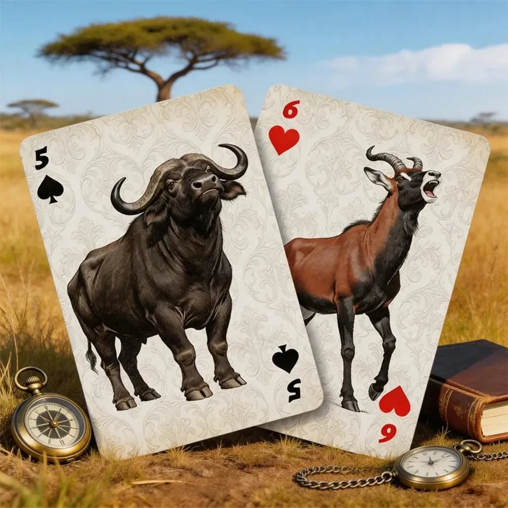 Carte da gioco Savannah Animal Mazzo di carta premium Carte da poker mescolate lisce per giochi da tavolo per feste e spettacoli magici — image 2