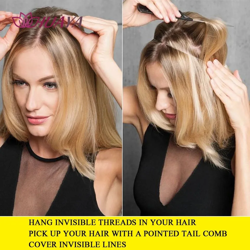 Filo invisibile sintetico lungo rettilineo senza clip nelle estensioni dei capelli Pezzi di capelli finti Linea di pesce segreta Posticci per le donne — image 4