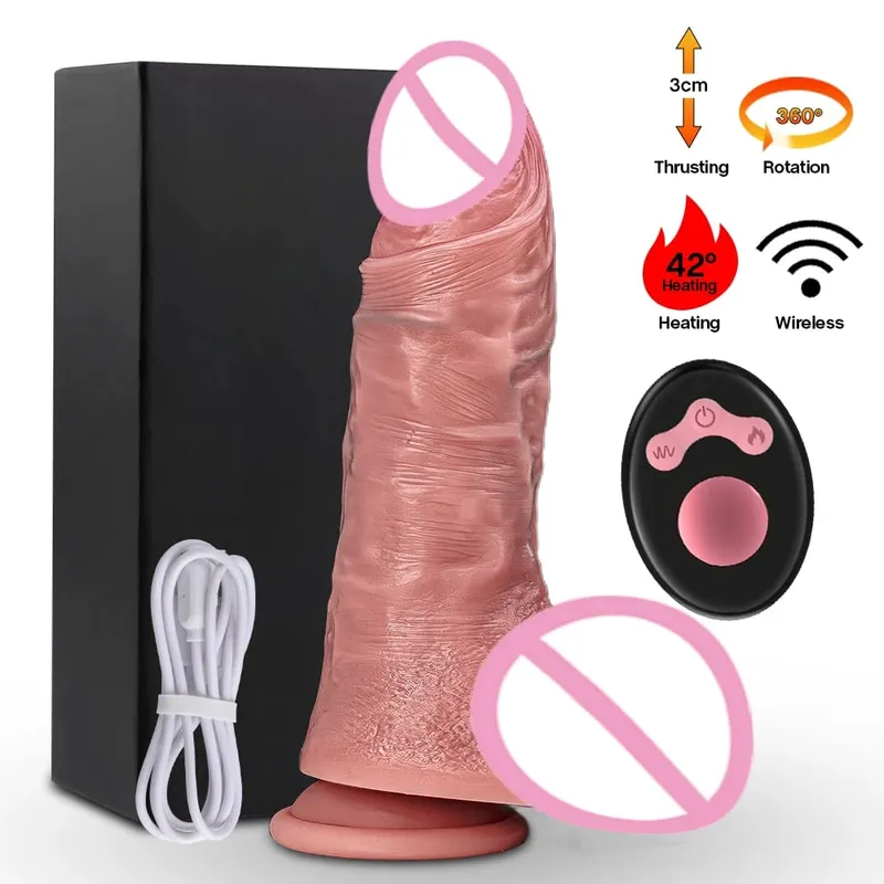 10 Modes Penis Vibrating Rotating Heating Telescopic Thrusting Dildo Vagina Dick Anal Use Unisex Electric / Manual Sex Toys