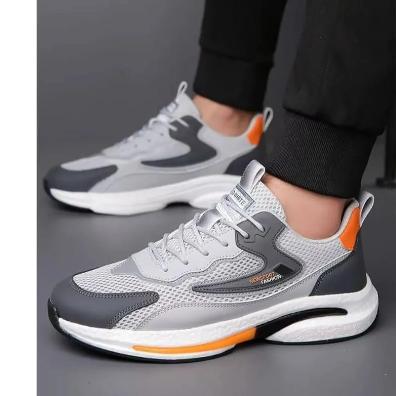 Kasut Sukan Jaring Lelaki Kasual Bernafas Kulit Atas Fesyen Selesa Kasut Larian Kasut Sneakers Pelajar — image 3