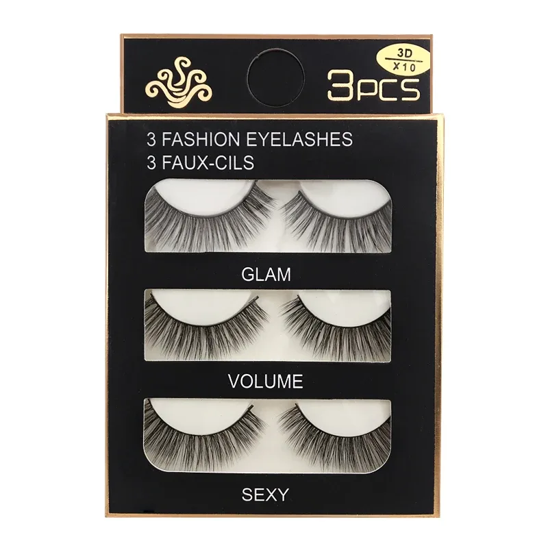 Faux Cils 3 paires de Faux Cils naturels longs en vison 3D, doux, moelleux, vaporeux, faits à la main, outils de maquillage pour les yeux, Maquiagem — image 18