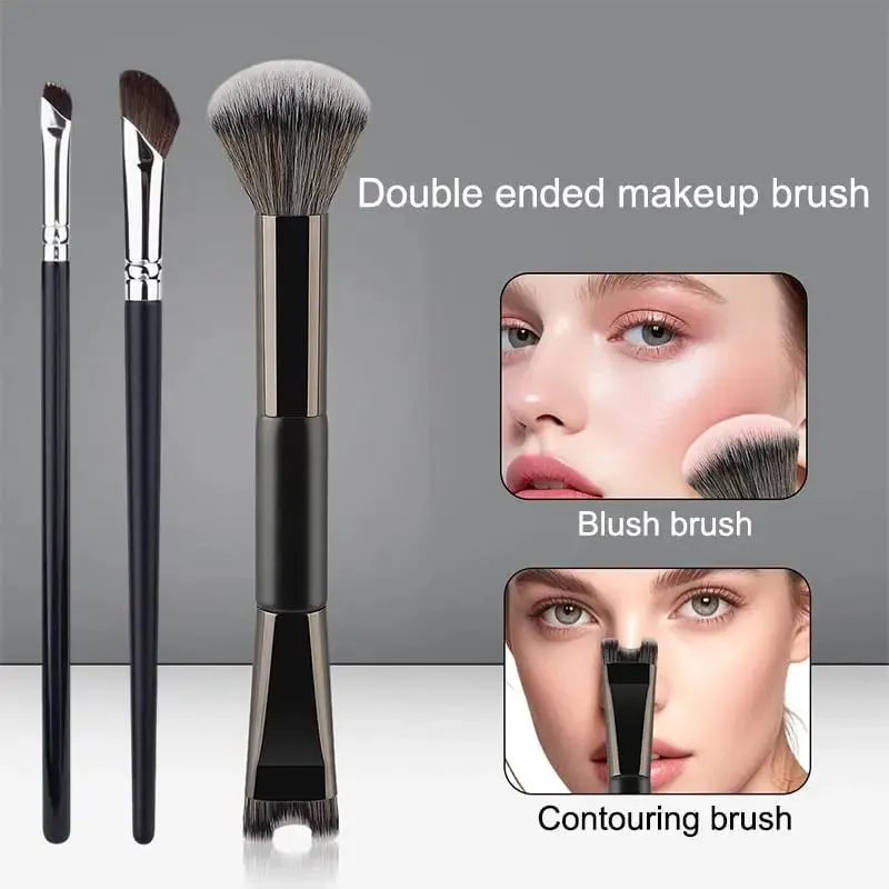 Štětec na make-up s dvojitou hlavou ve tvaru písmene U Sada štětců na kontury nosu Štětec na kontury obličeje pro přesné tvarování nosu — image 3