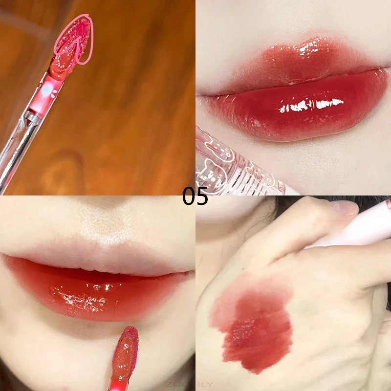 1PC Mirror Water Lip Gloss เชอร์รี่สีชมพูโปร่งใสกันน้ำ Long Lasting Moisturizing Nude Clear Tint แก้วริมฝีปากน้ำมันแต่งหน้า