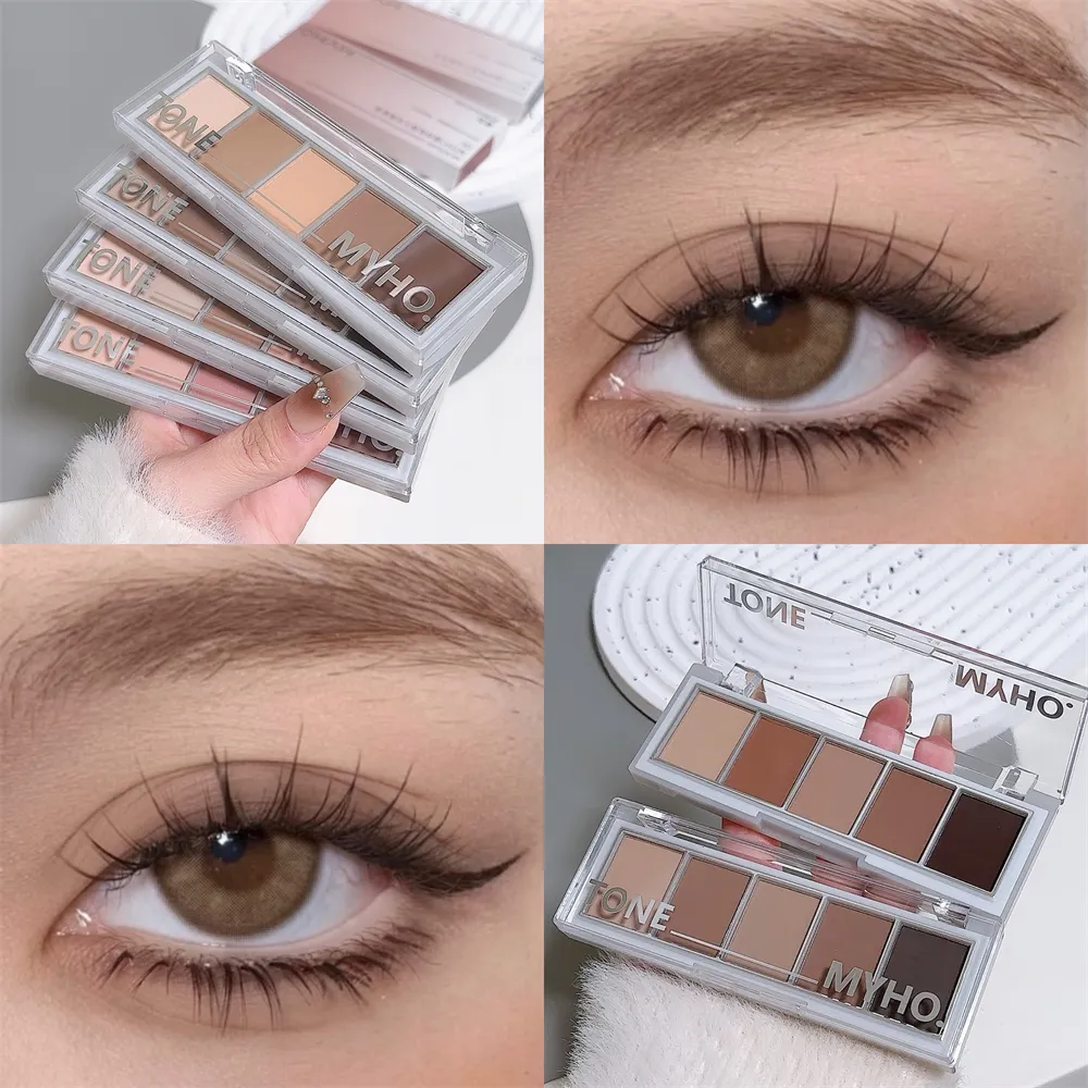 อายแชโดว์ 5 สี Matte NATURAL สีน้ำตาลแบบพกพา Bronzers เครื่องสำอางค์ Contouring SHADOW Earth Color Eye Shadow แต่งหน้า Palette — image 4
