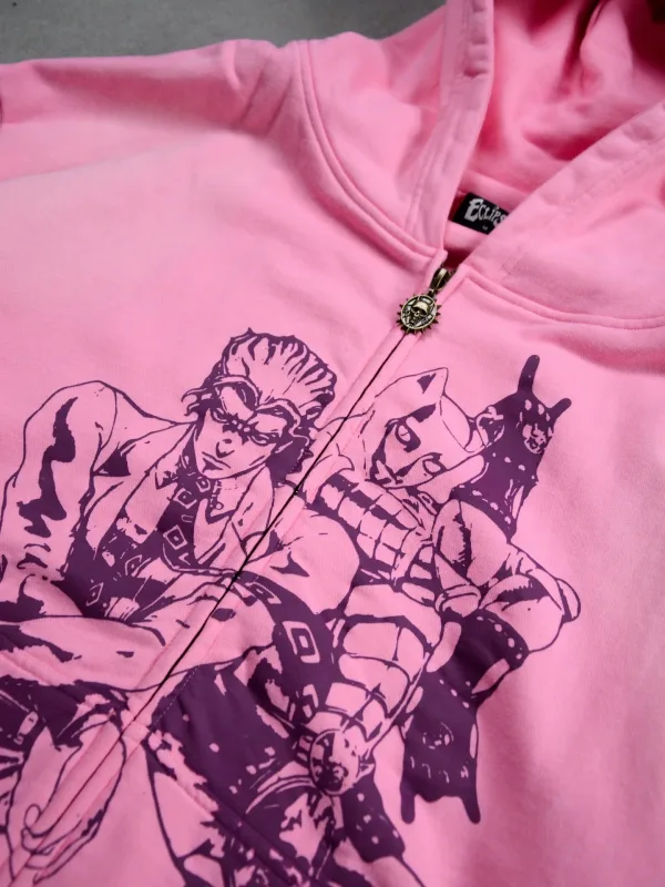 Hoodies Harajuku Oversized Mens Womens Jojo Bizarre Splicing Embroidery Zip Up Hoodie Hip Hop Couples Y2k Street Sweatshirt — image 9