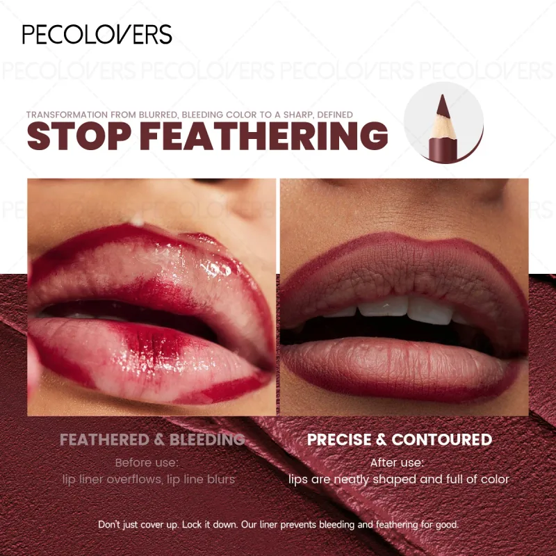 Matte Lipliner Kontur Bibir Belakang Kedua Bibir Gebu dan Menawan Tidak Mengeringkan Kosmetik Bibir Kalis Air Sesuai untuk Pemula — image 7