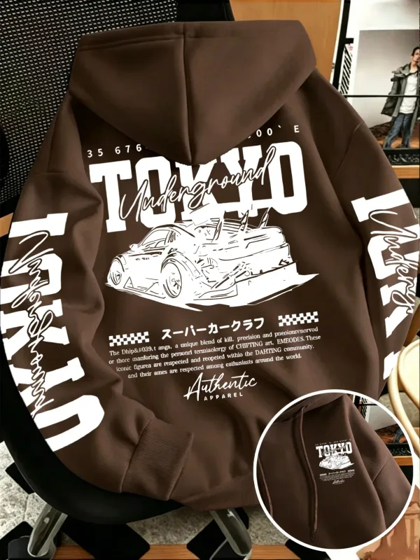 Sweat-shirt à capuche pour hommes, nouvelle collection automne hiver, course souterraine de Tokyo, dessin de ligne imprimé, haut tendance de rue japonaise — image 6