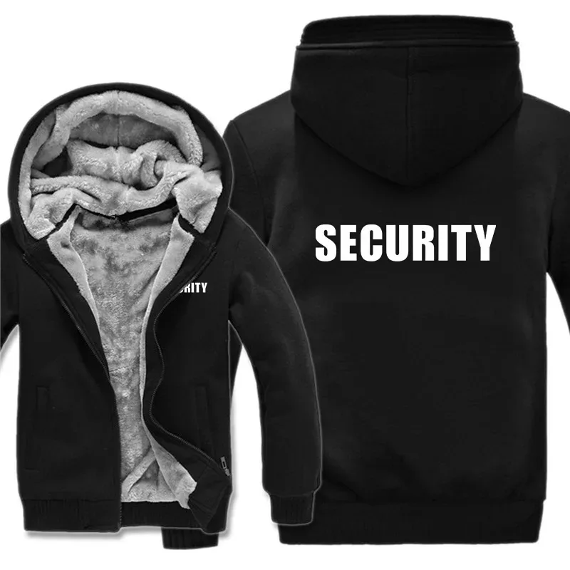Security Hoodies Men Cool Winter Thicken Wool Liner Security Professional Work Clothes Sweatshirts Pullover Jacket — image 3
