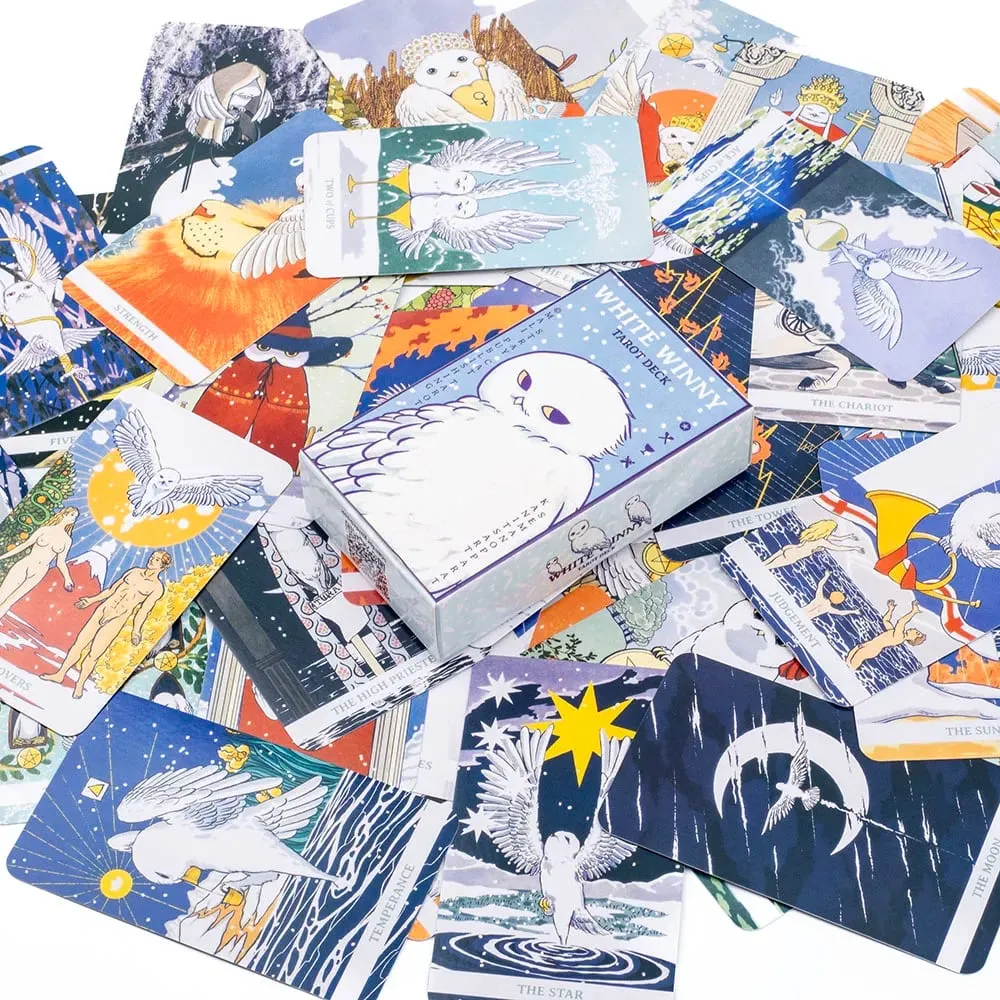 White Winny Tarot Fortune Telling Divination Mazzo da 80 carte e guida in PDF per letture intuitive e gioco da tavolo per la scoperta di sé