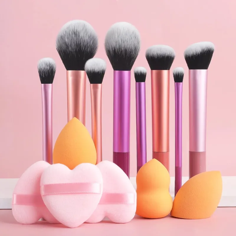 28-delt makeup-værktøjssæt - 8-delt professionelle makeup-børster + toiletartikler sæt og vaskeskål & pufsvamp æg kombination — image 5