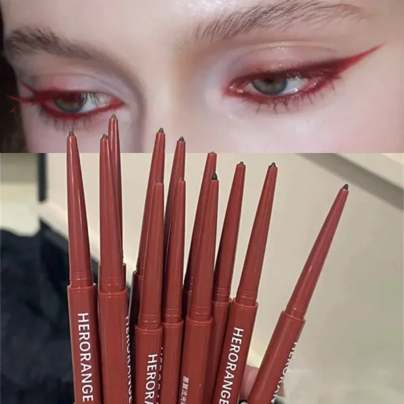 Crayon Eyeliner 12 couleurs, rouge vin, imperméable, durable, marron mat, fard à paupières, bâton de Contour, pigment élevé, maquillage pour les yeux, ver à soie — image 2
