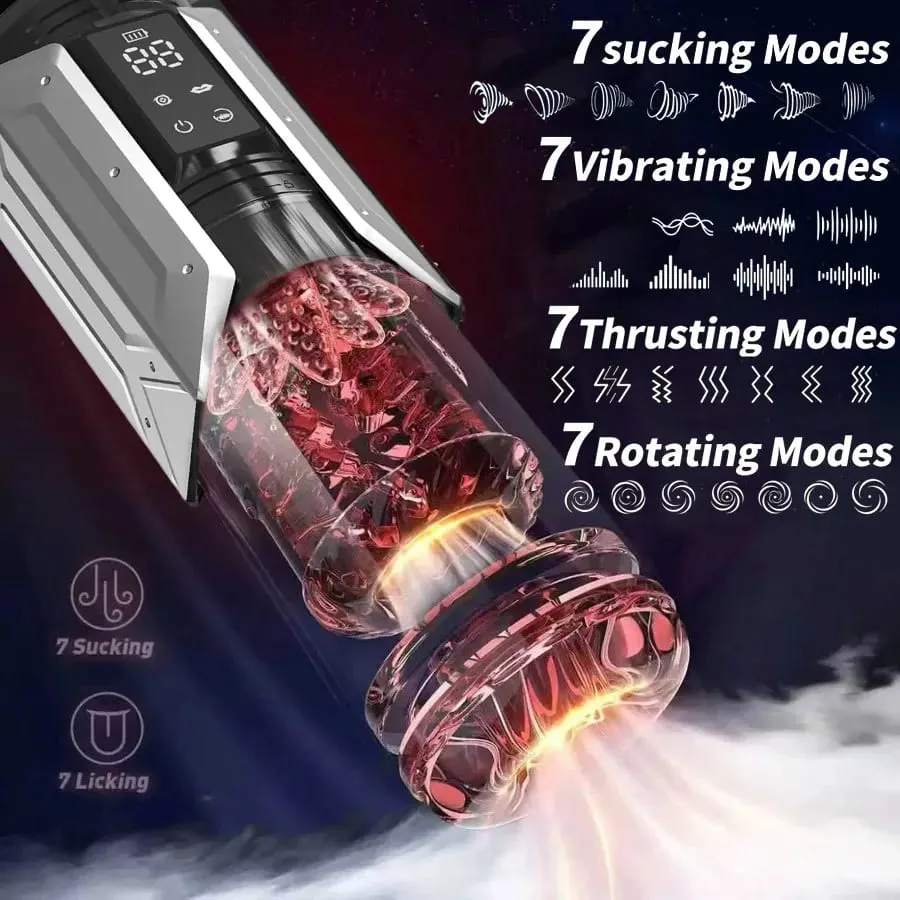 Masturbatore maschile automatico Stroker con 7 Succhiare Spinte Rotanti Leccate Figa tascabile per adulti Giocattolo del sesso per uomini Macchina del sesso per pompini — image 4