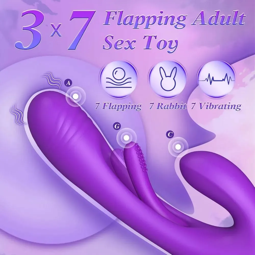 3-I-1 kaninvibrator til kvinder Kraftig bankende flagrende vibrator Klitoralstimulator massageapparat kvindelig G-punkt Finger Dildosex — image 2