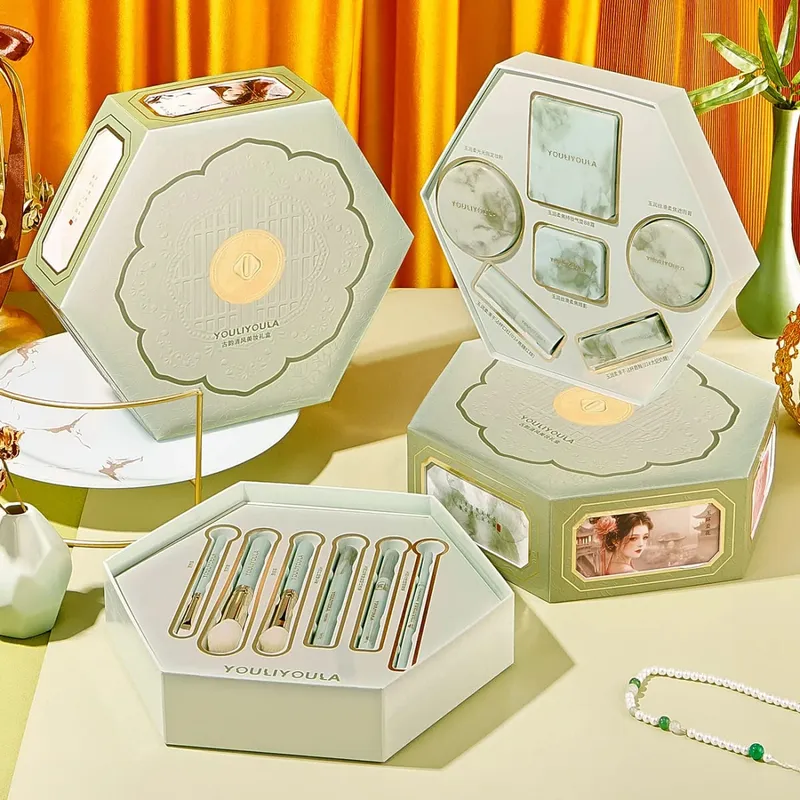 Set Solekan Angin Segar Pesona Purba Set Lengkap Kosmetik Kotak Hadiah Solekan Gaya Cina Hadiah Percutian dengan Set Berus Solek — image 3