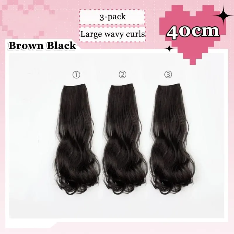3 Teile/satz 6Clips Haar Verlängerung Schwarz Lange Große Wellenförmige Locken Natürliche Haar Haarteil Hitzebeständige Faser Für Frauen Frisur — image 10