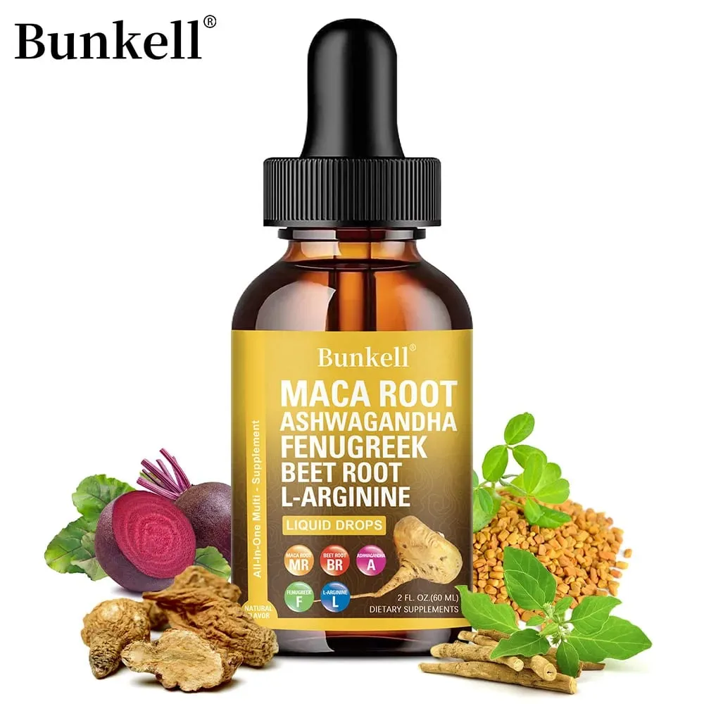 Organic Maca Root Liquid Drops with Ashwagandha Fenugreek Beet Root and L-Arginine Liquid Multivitamin for Women and Men — image 1