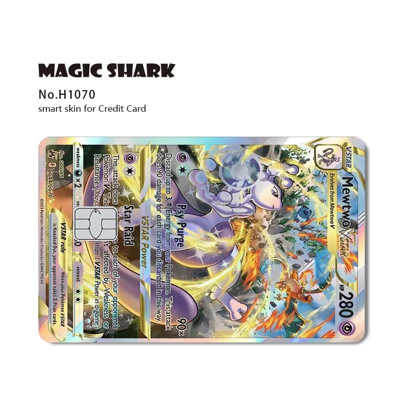 ماجيك القرش ميو تشاريزارد EX Eevee Gengar بيكاتشو TCG بطاقة ثلاثية الأبعاد ليزر الجلد لاصق غشائي لبطاقة الائتمان البنك — image 8