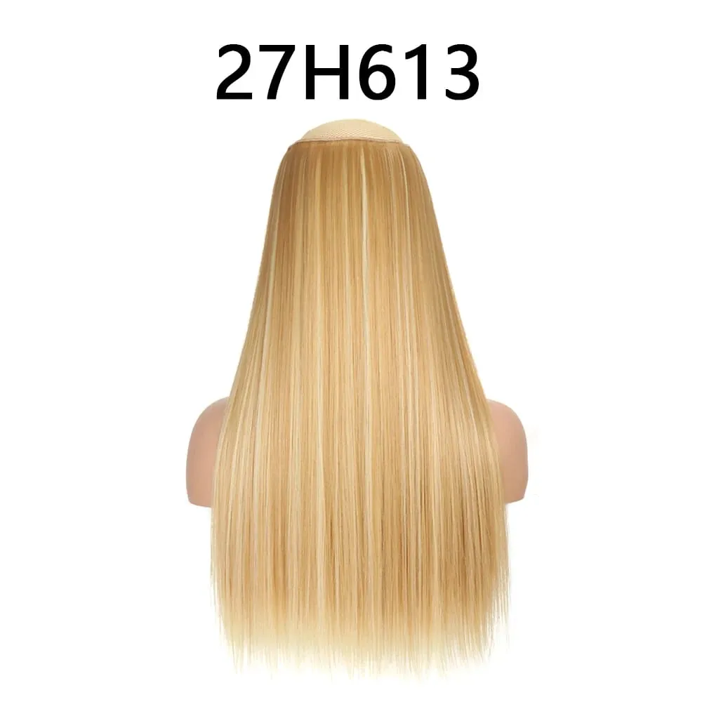 สังเคราะห์ 24 นิ้ว One Piece 5 คลิปยาวตรงทรงผมทนความร้อนปลอม Hairpiece สำหรับผู้หญิง NATURAL Brow — image 16