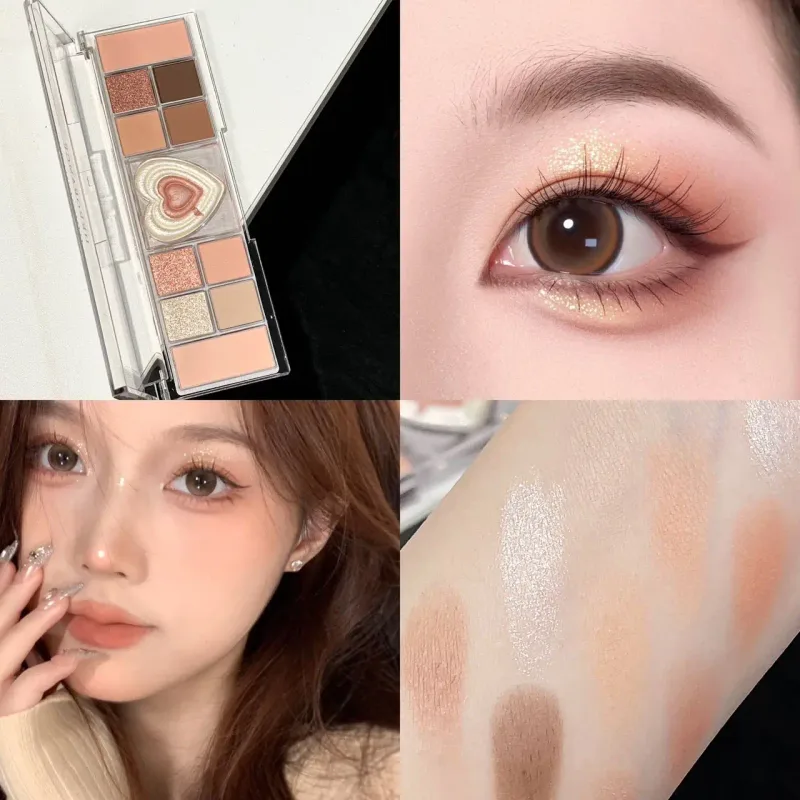12-Color Tea Apricot Eye Makeup Palette Low Saturation Eyeshadow Palette Pearlescent Matte Shimmer Earth Color Eye Shadow Beauty — image 8