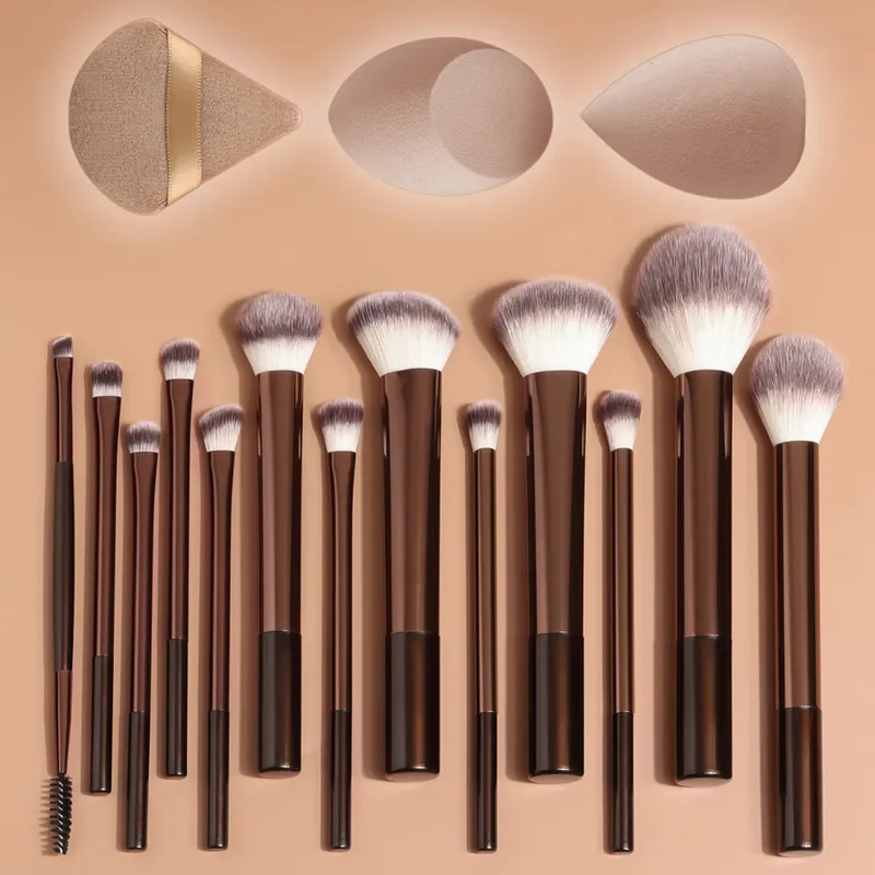 13 ks štětců na make-up s měkkými štětinami s velkým kulatým štětcem na pudr Zvýrazňovač detailů štětce na oční stíny štětec na rty + 1 nádech 2 — image 7