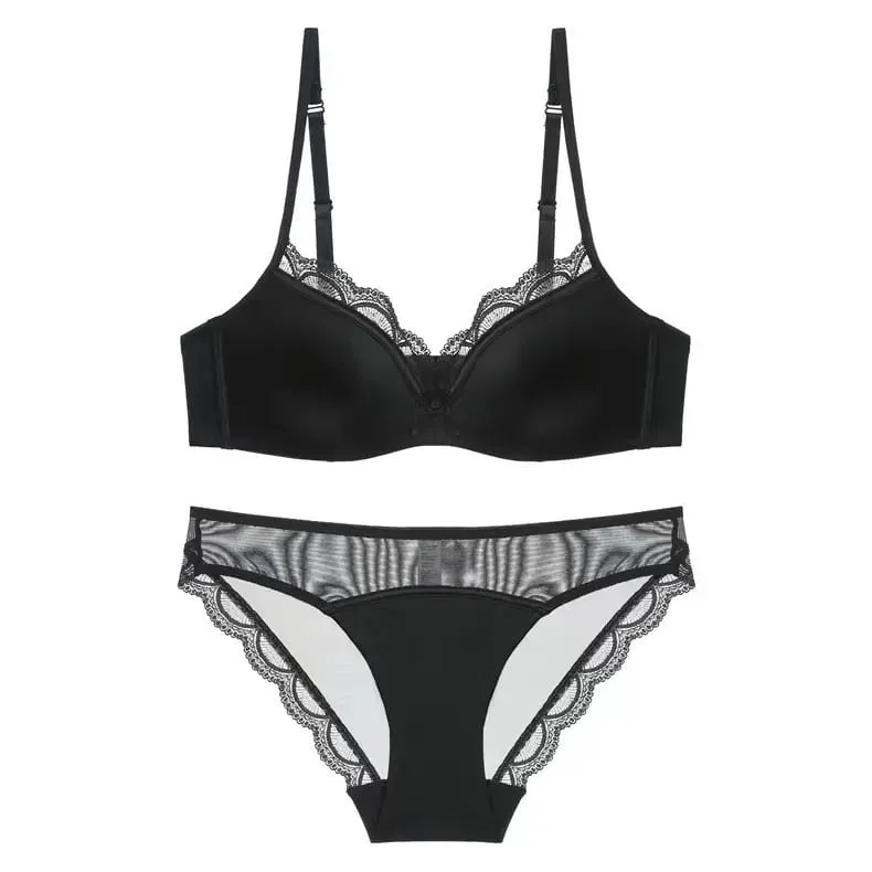 Französischer Luxus-Seiden-BH für Damen mit kleiner Brust, verstellbares Schlankheits-Bralette- und Höschen-Set, bequem, sexy, transparentes Dessous-Set — image 11