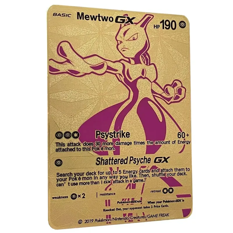 2025 NEU Pokemon Metallkarte 10000 Punkte Arceus Glurak Superkarte Golden English Mewtwo Vmax GX EX Anime Collection Cards Gif — image 24