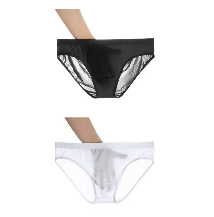 2PCS Ultra Thin Ice Silk กางเกง Plus ขนาด M-4XL สีทึบเยาวชนโปร่งแสงต่ำเอว Breathable เซ็กซี่ชายกางเกง