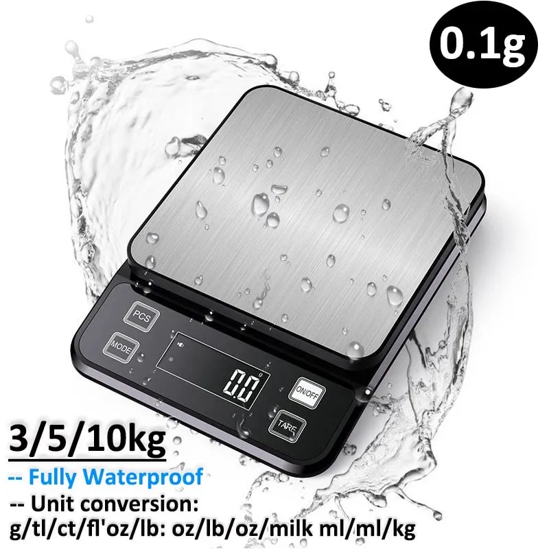 3/5/10 kg 0.1g Dijital Elektronik mutfak terazisi lcd ekran Tamamen Su Geçirmez Paslanmaz Çelik Ölçme Tartı Pişirme Aracı — image 2